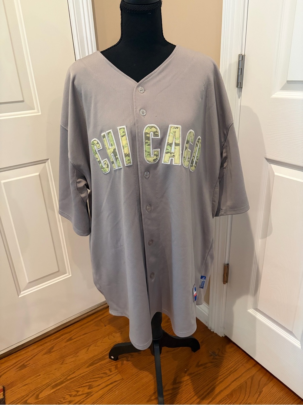Majestic Grey Chicago Baseball Jersey with Camouflage Accent Lettering